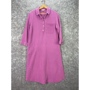 J. Jill Dress Womens Extra Small Purple Gauze Cotton Popover Shirt Dress Pockets